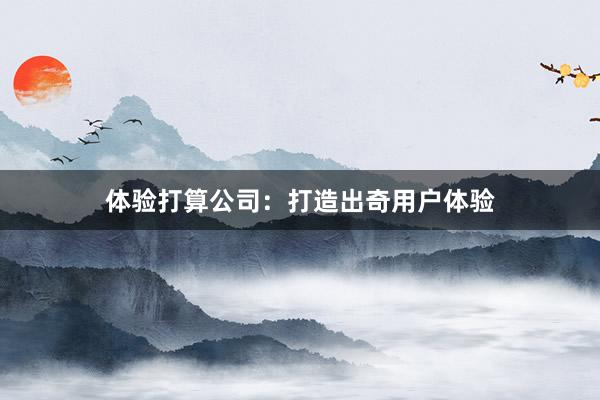体验打算公司：打造出奇用户体验
